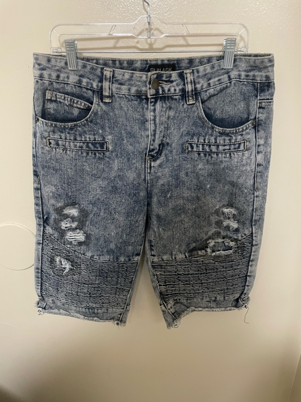 ✨Men’s Buckle Black Premier Distressed Denim Shorts Size 32